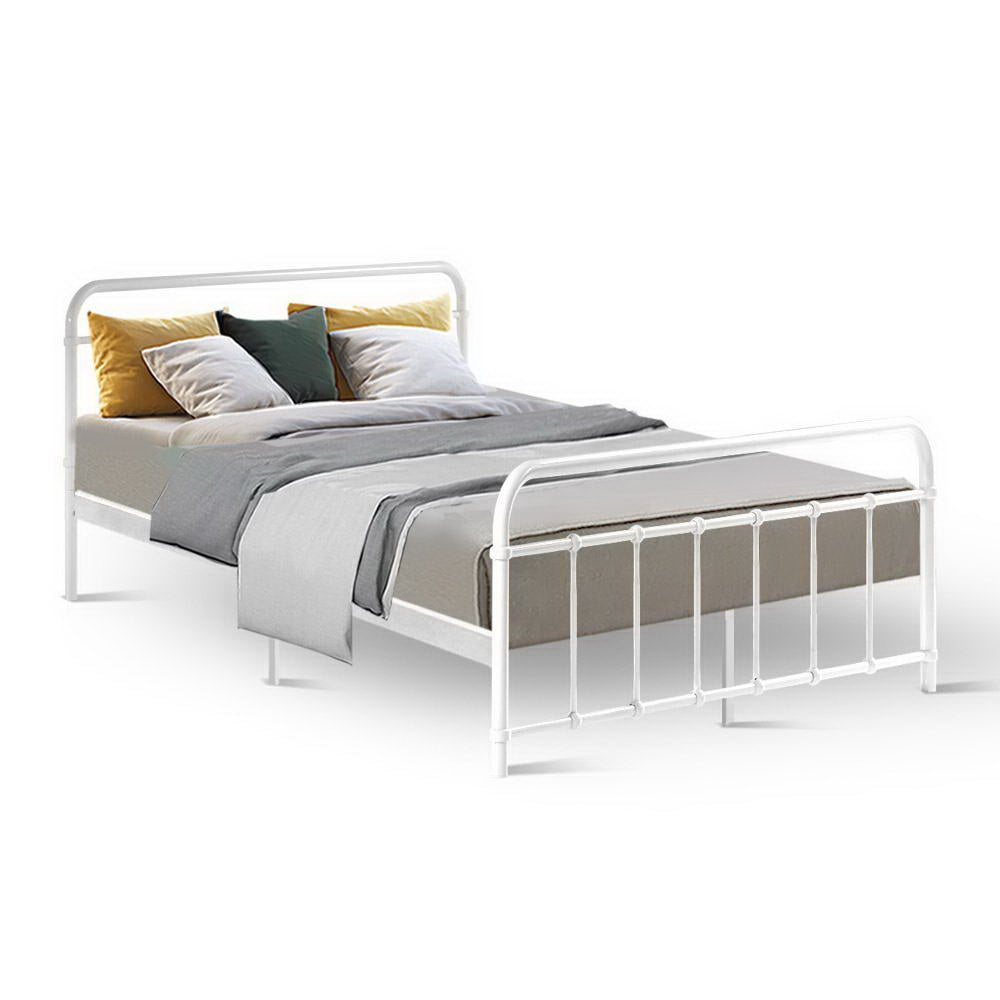 Leo Double Metal Bed Frame White