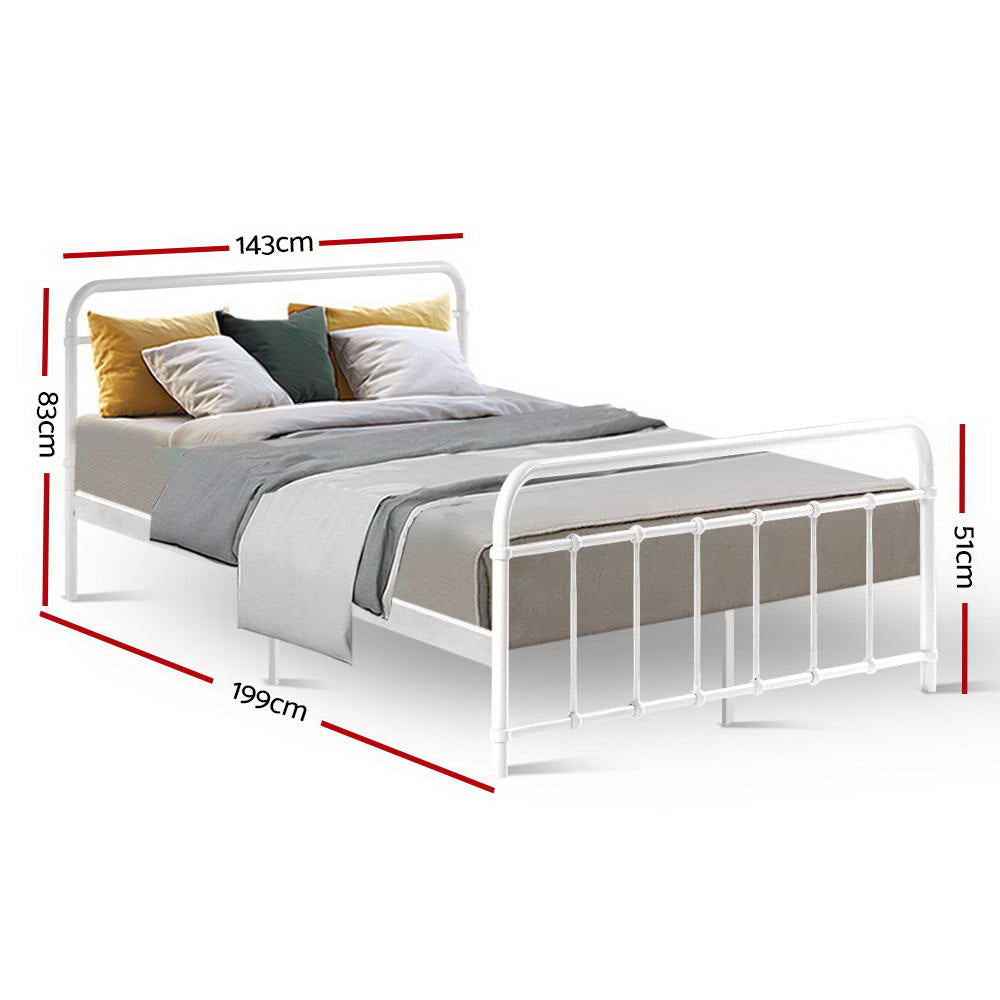 Leo Double Metal Bed Frame White