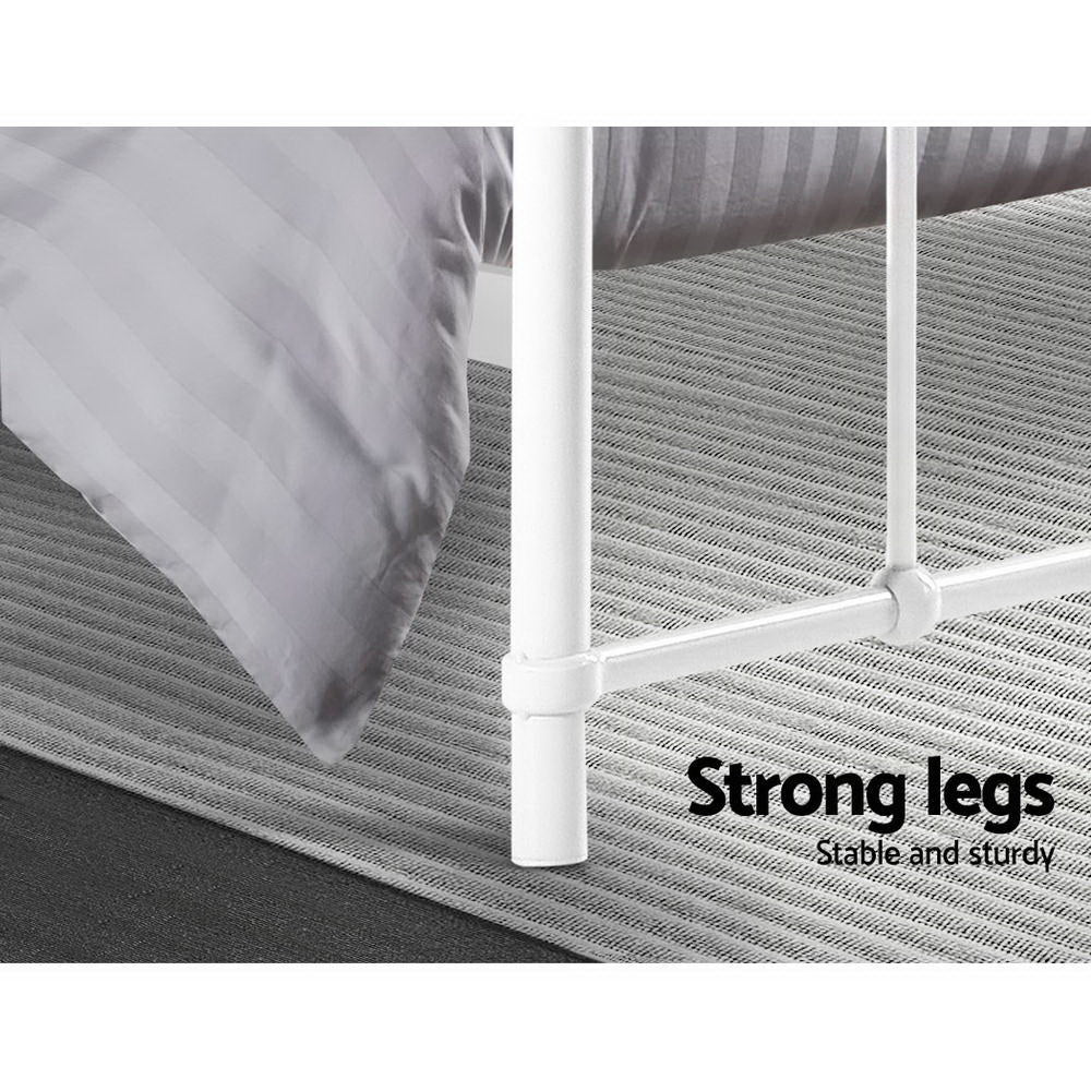 Leo Double Metal Bed Frame White