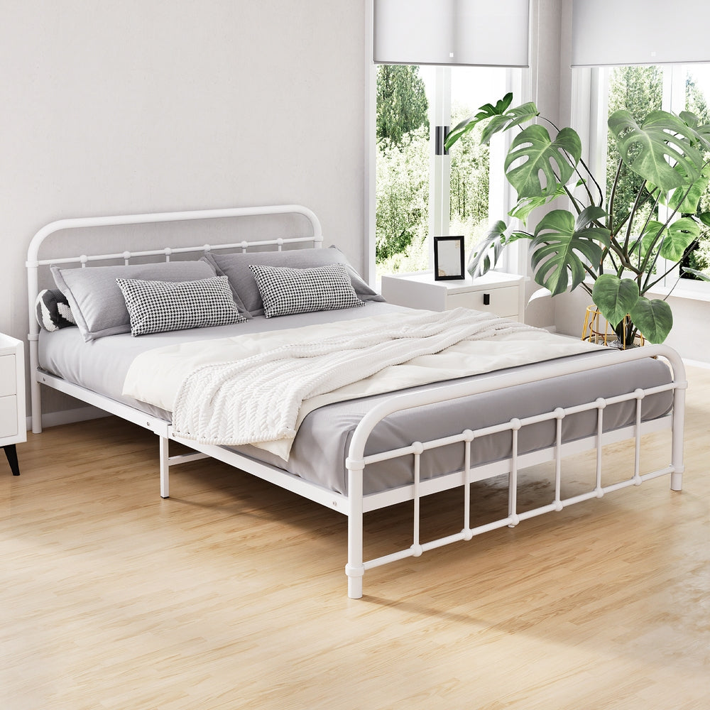 Leo Double Metal Bed Frame White