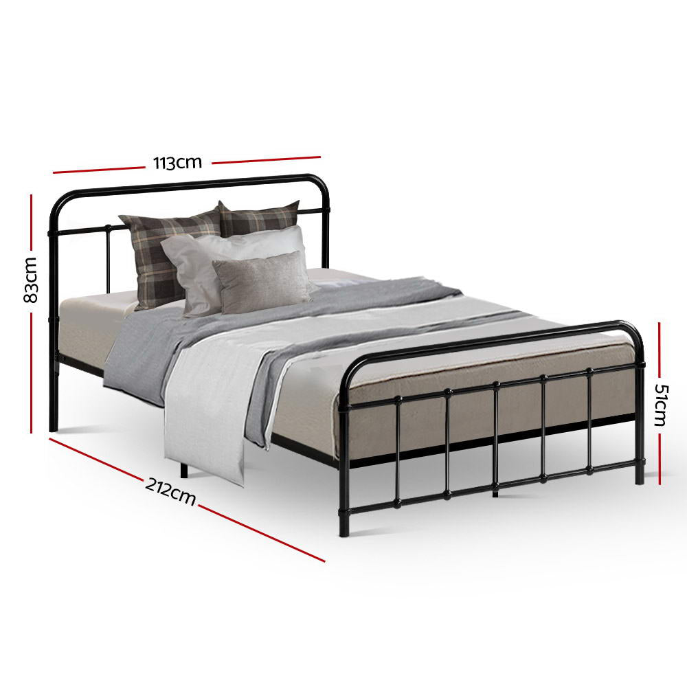 Leo King Single Metal Bed Frame Black