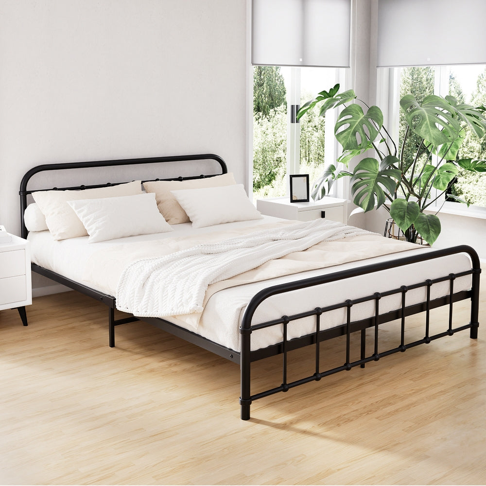 Leo Queen Metal Bed Frame Black