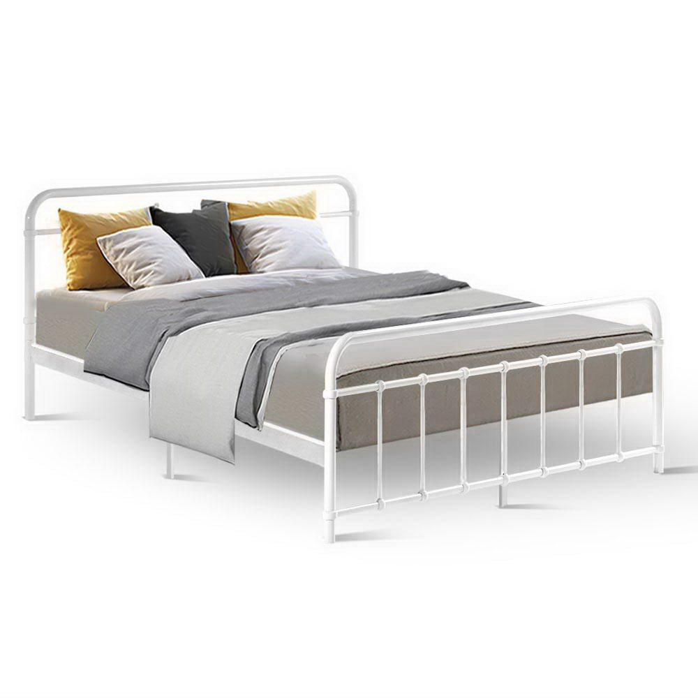 Leo Queen Metal Bed Frame White