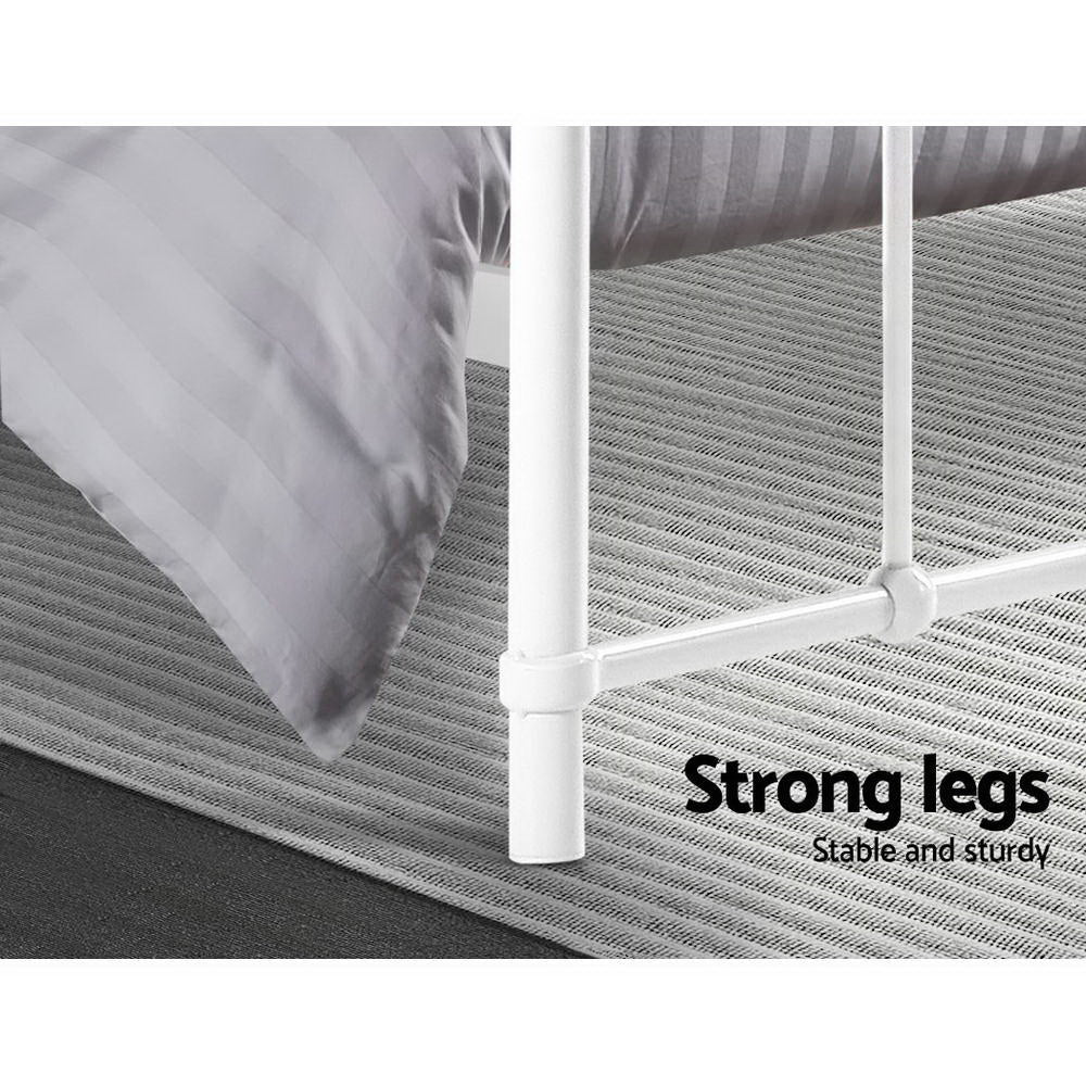 Leo Queen Metal Bed Frame White