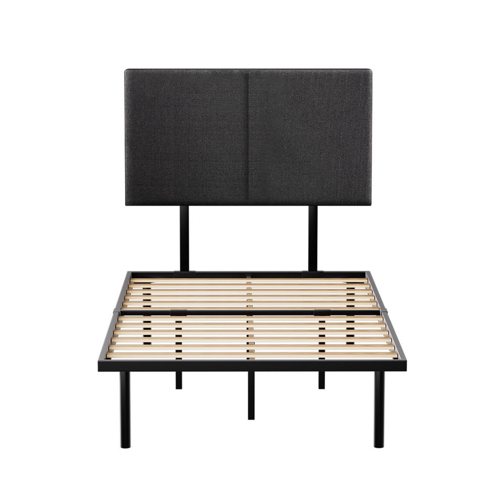 NOR King Single Bed Frame Metal Black Upholstered