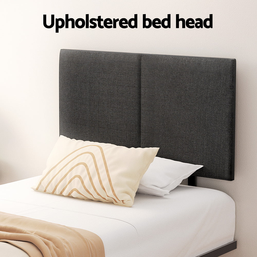 NOR King Single Bed Frame Metal Black Upholstered