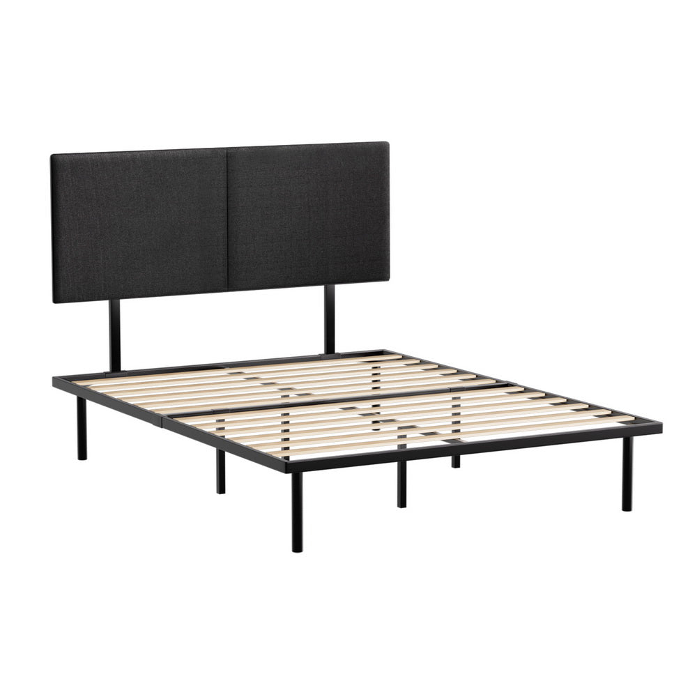 Nor Queen Size Metal Bed Frame with Upholstered Headboard