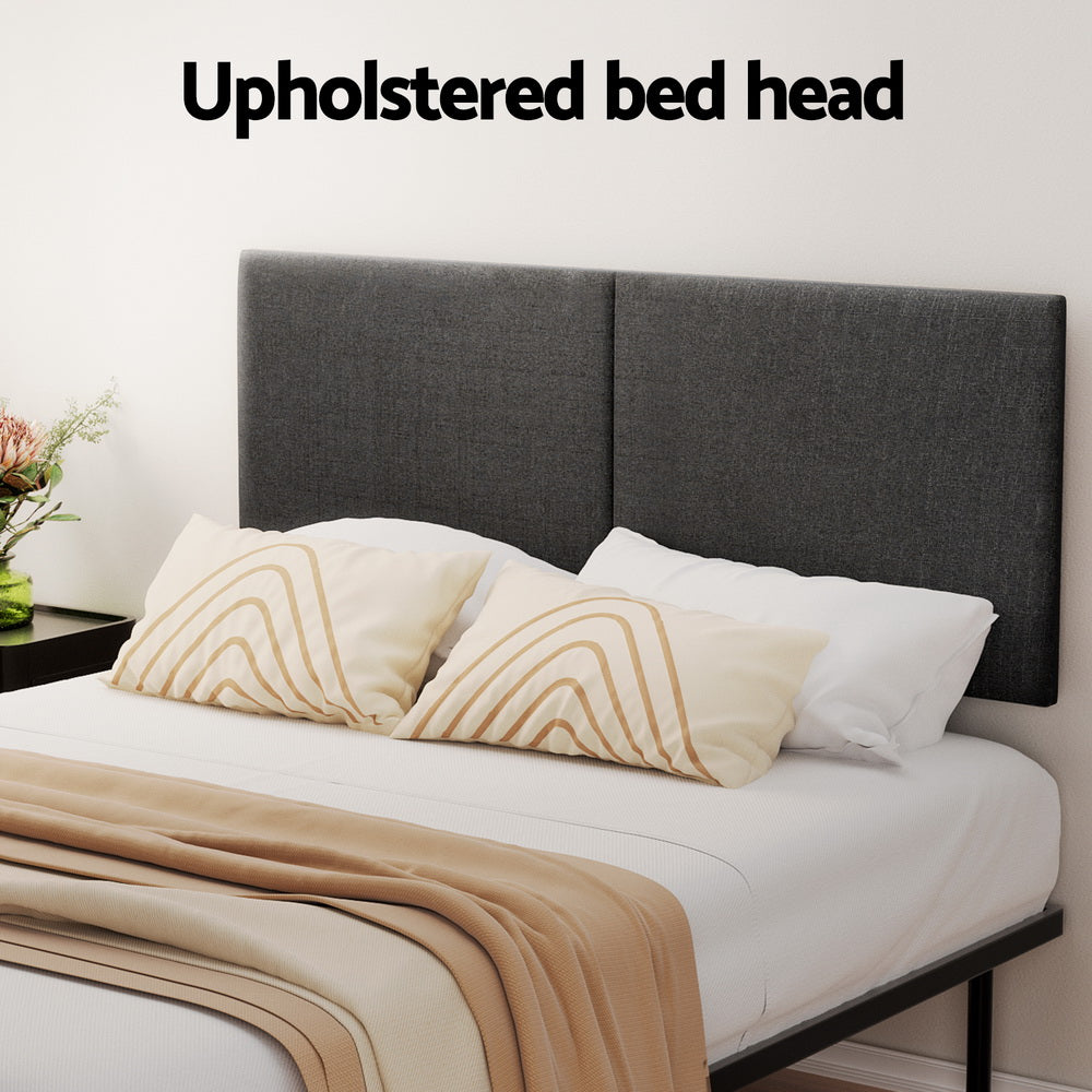 NOR Queen Metal Bed Frame Upholstered Black