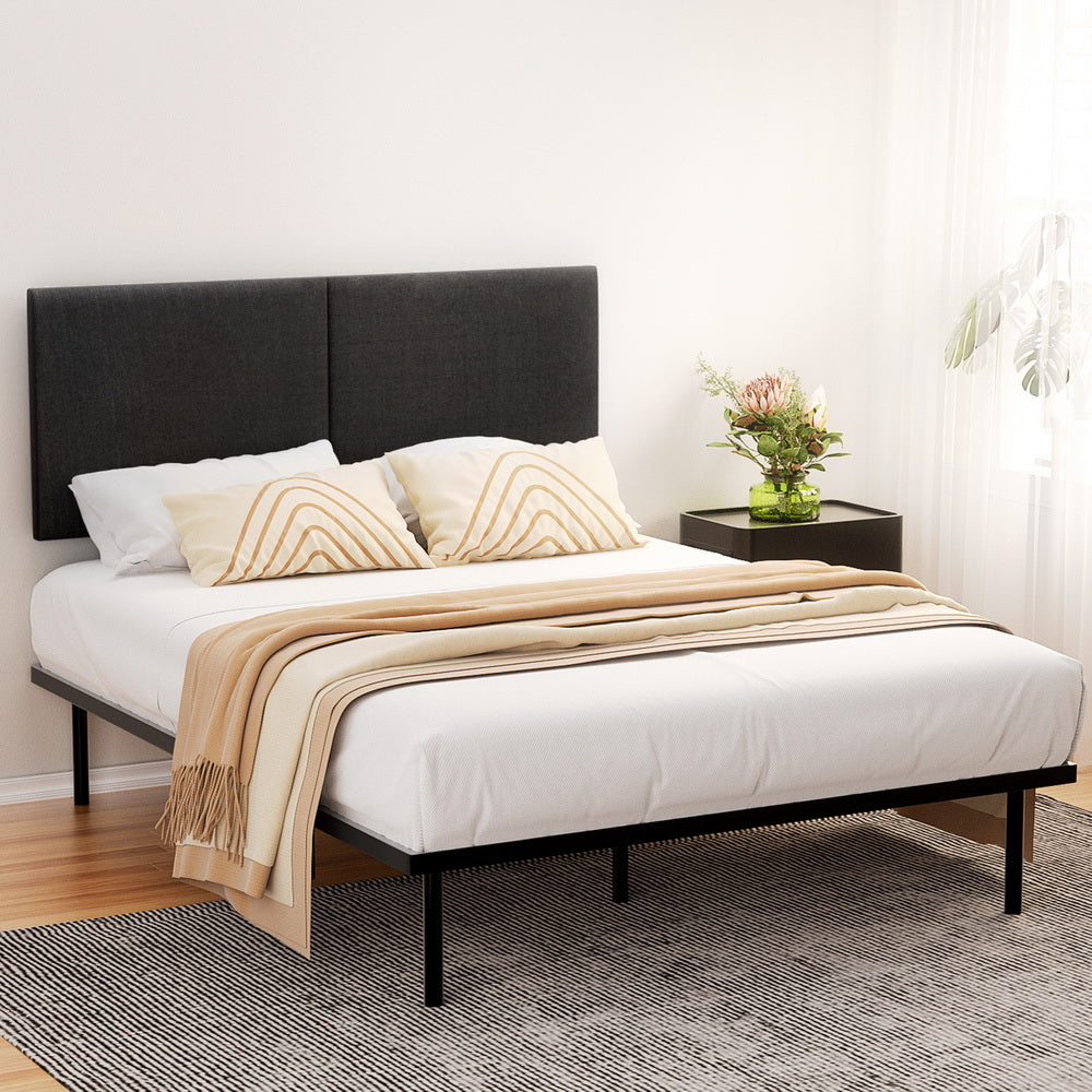 NOR Queen Metal Bed Frame Upholstered Black