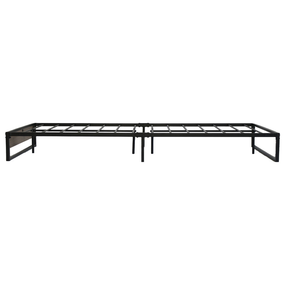 Oslo Double Bed Frame Metal Base Black Dark Wood