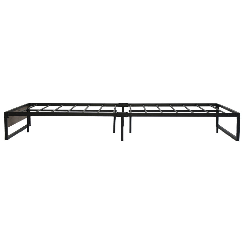 Oslo Queen Metal Bed Frame Black Dark Wood