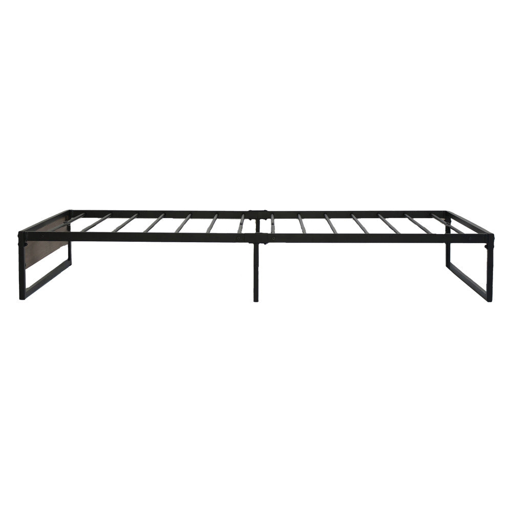 Oslo Single Metal Bed Frame Black Dark Wood