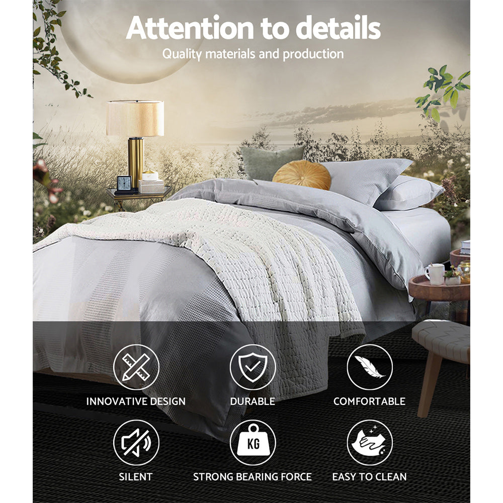 Oslo Single Metal Bed Frame Black Dark Wood