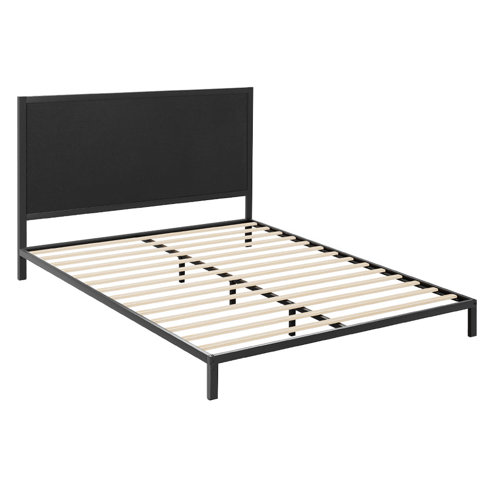 PADA Queen Bed Frame Metal Charcoal Upholstered