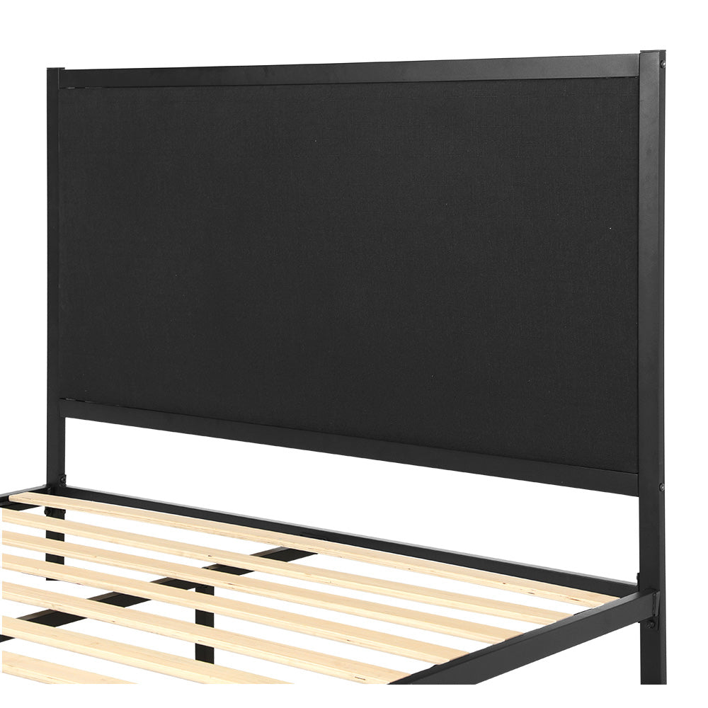 PADA Queen Bed Frame Metal Charcoal Upholstered