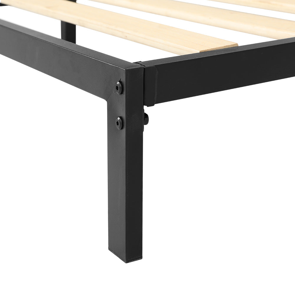 PADA Queen Bed Frame Metal Charcoal Upholstered