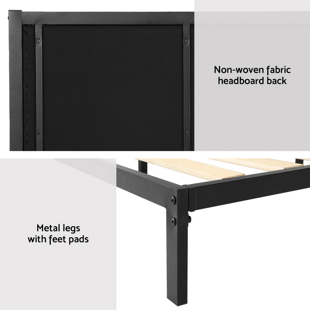 PADA Queen Bed Frame Metal Charcoal Upholstered