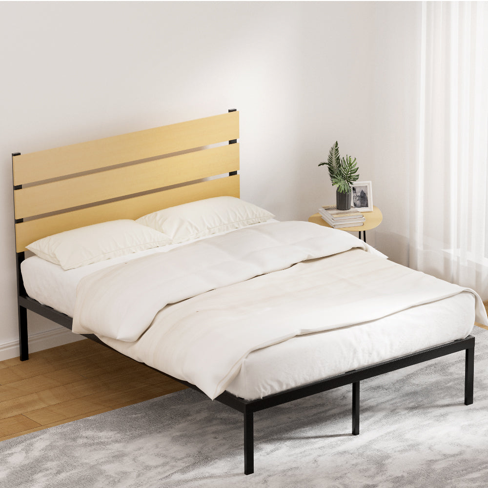 PAULA Double Bed Frame Metal Base Black