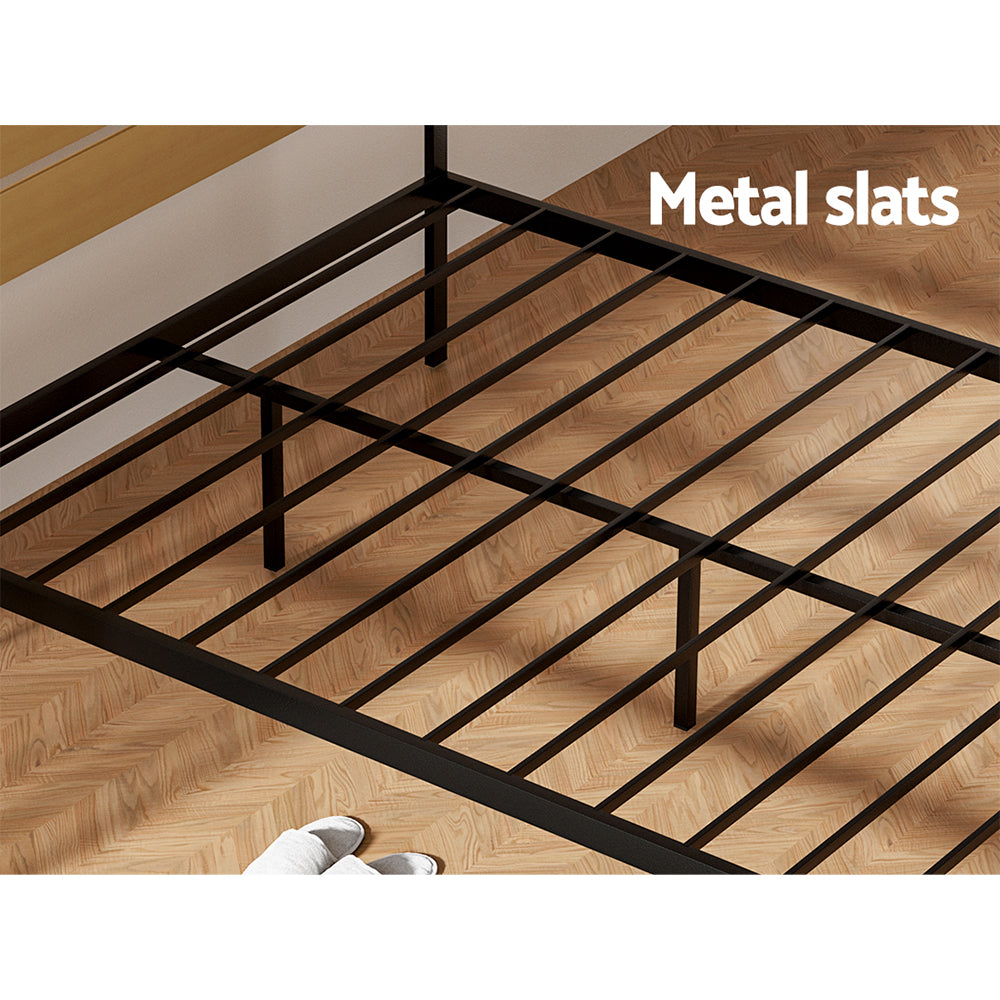 PAULA Double Bed Frame Metal Base Black