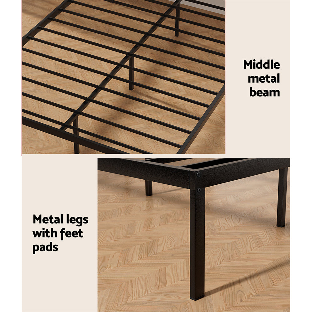 PAULA Double Bed Frame Metal Base Black