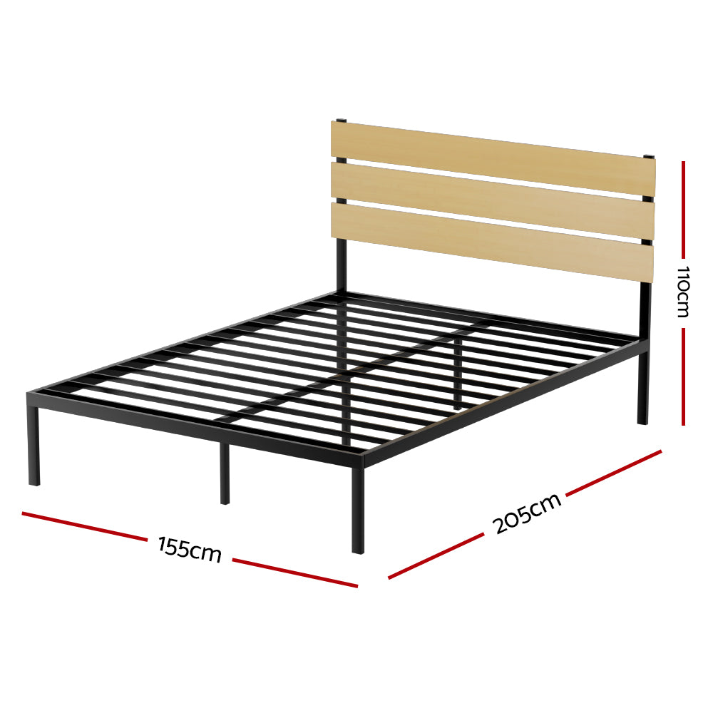 PAULA Queen Bed Frame Metal Base Black
