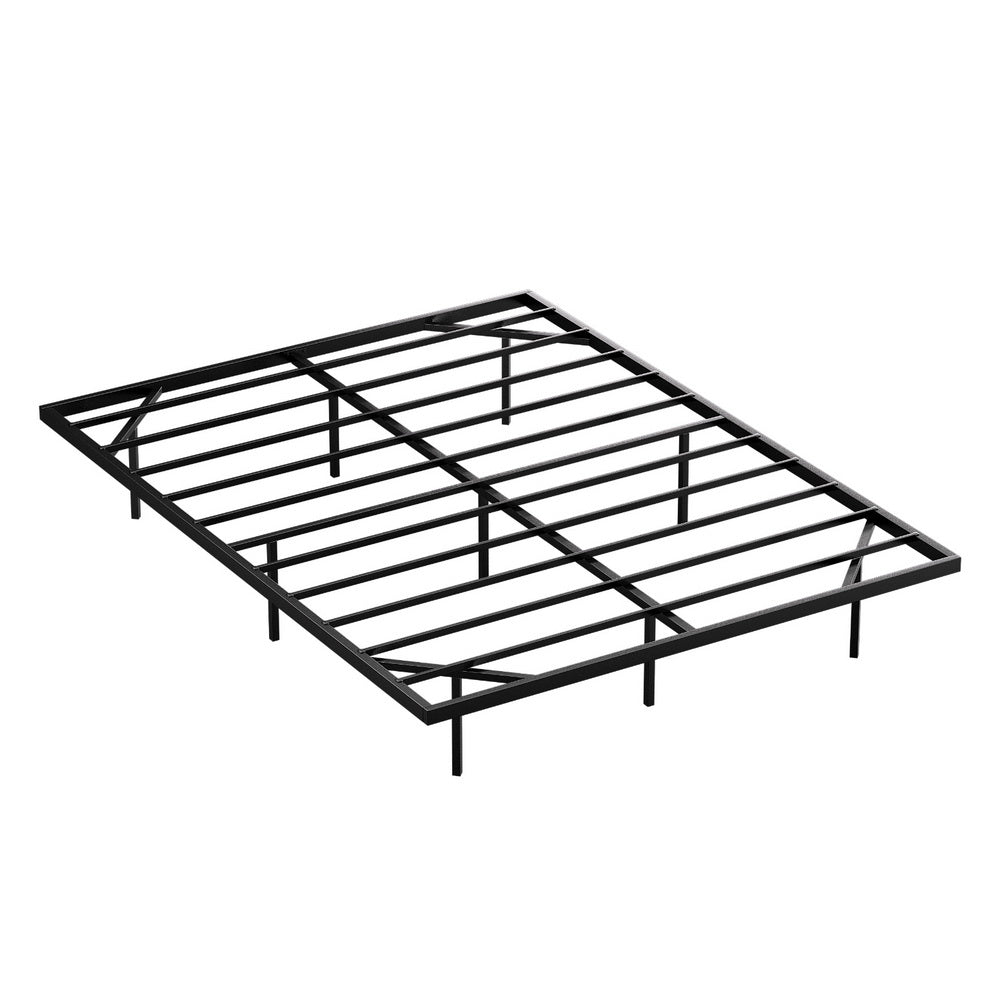 RAY Double Bed Frame Floating Metal LED Lights Black