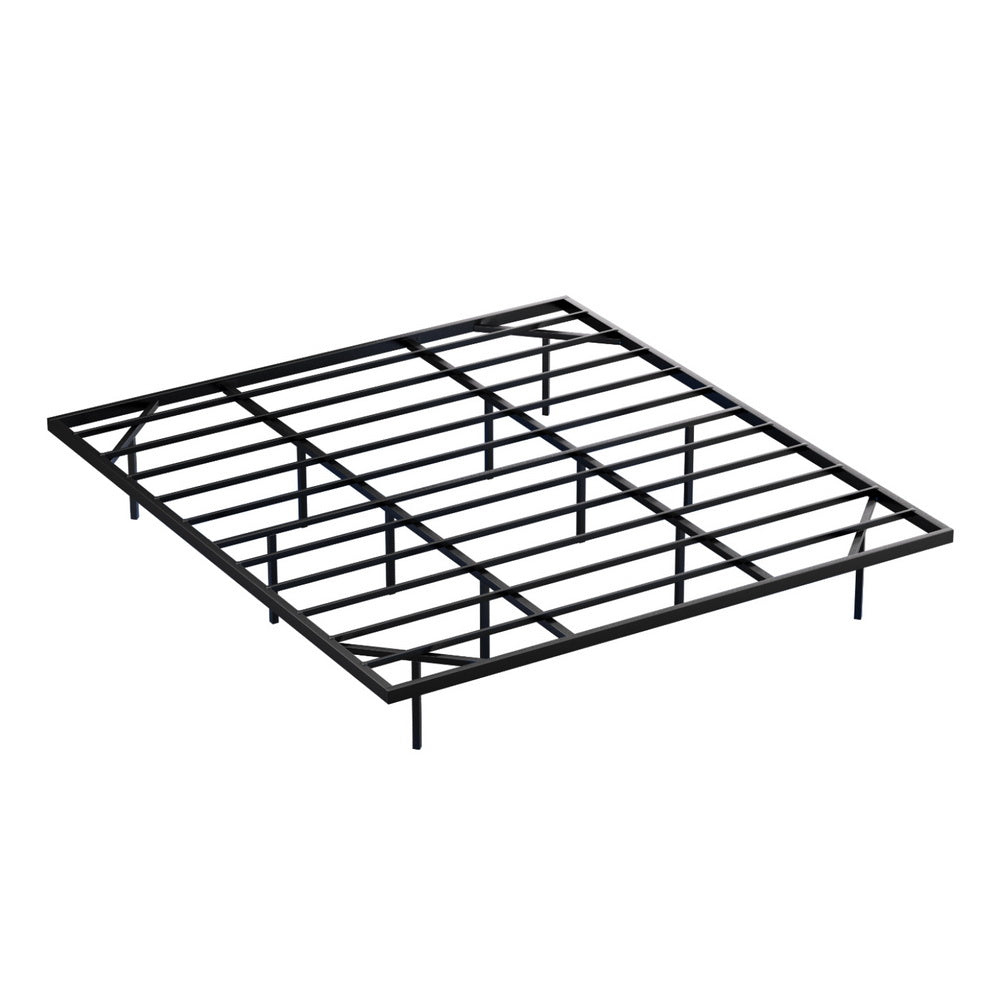 RAY King Metal Bed Frame Floating LED Lights Black