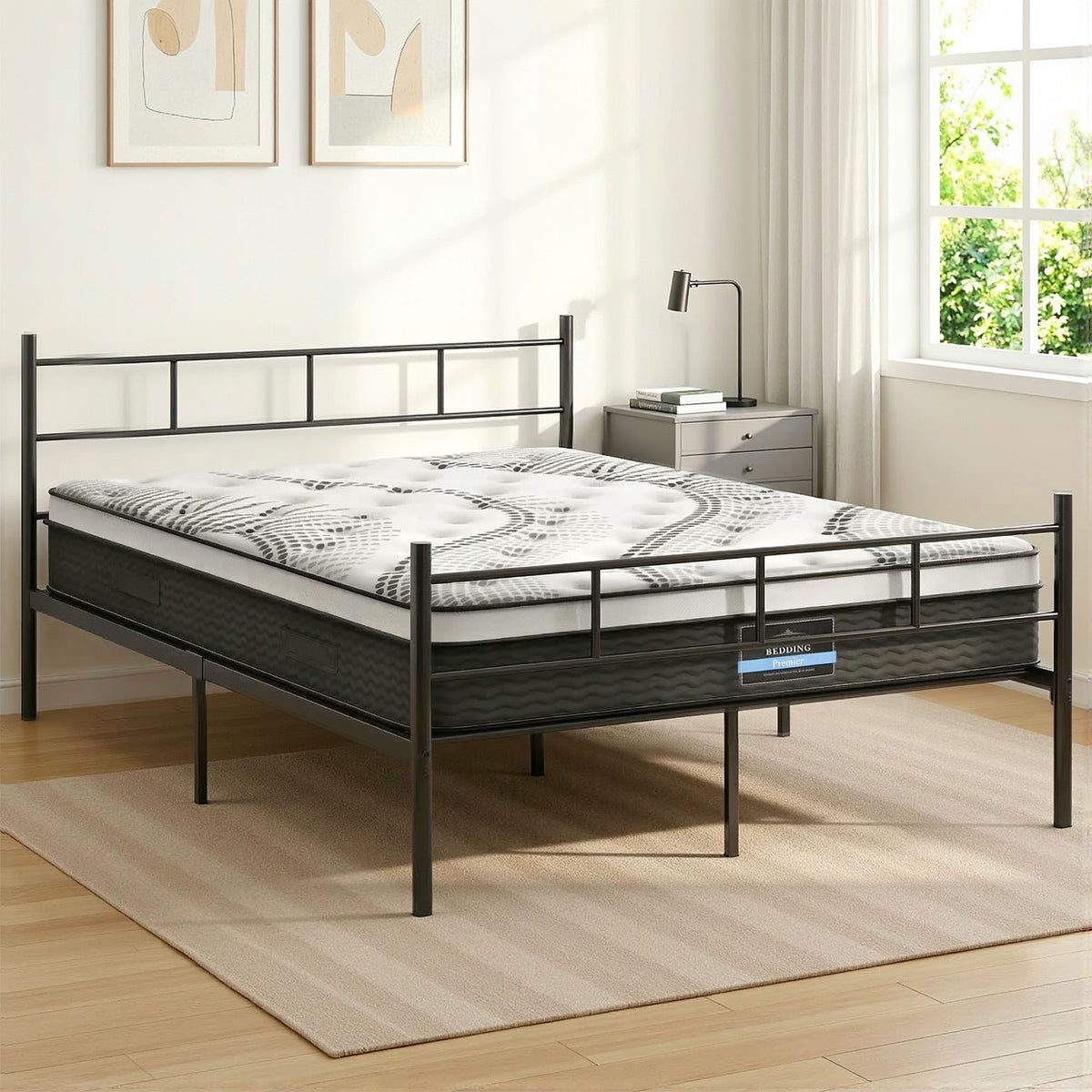 Sol Double Metal Bed Frame with Euro Top Mattress