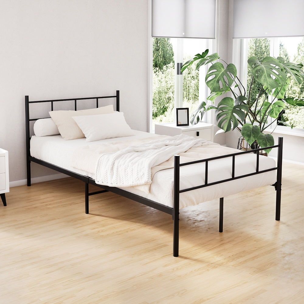 Sol King Single Metal Bed Frame with Storage Space