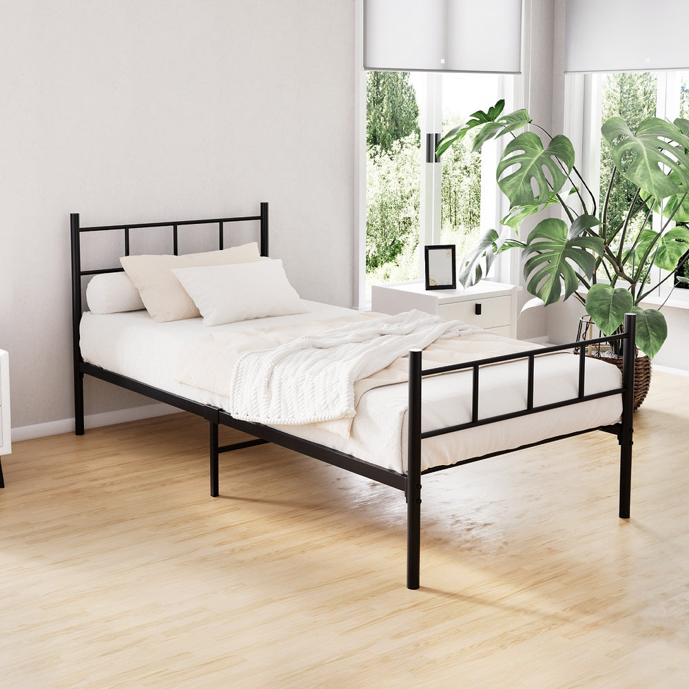 Sol Single Metal Bed Frame with Storage Black
