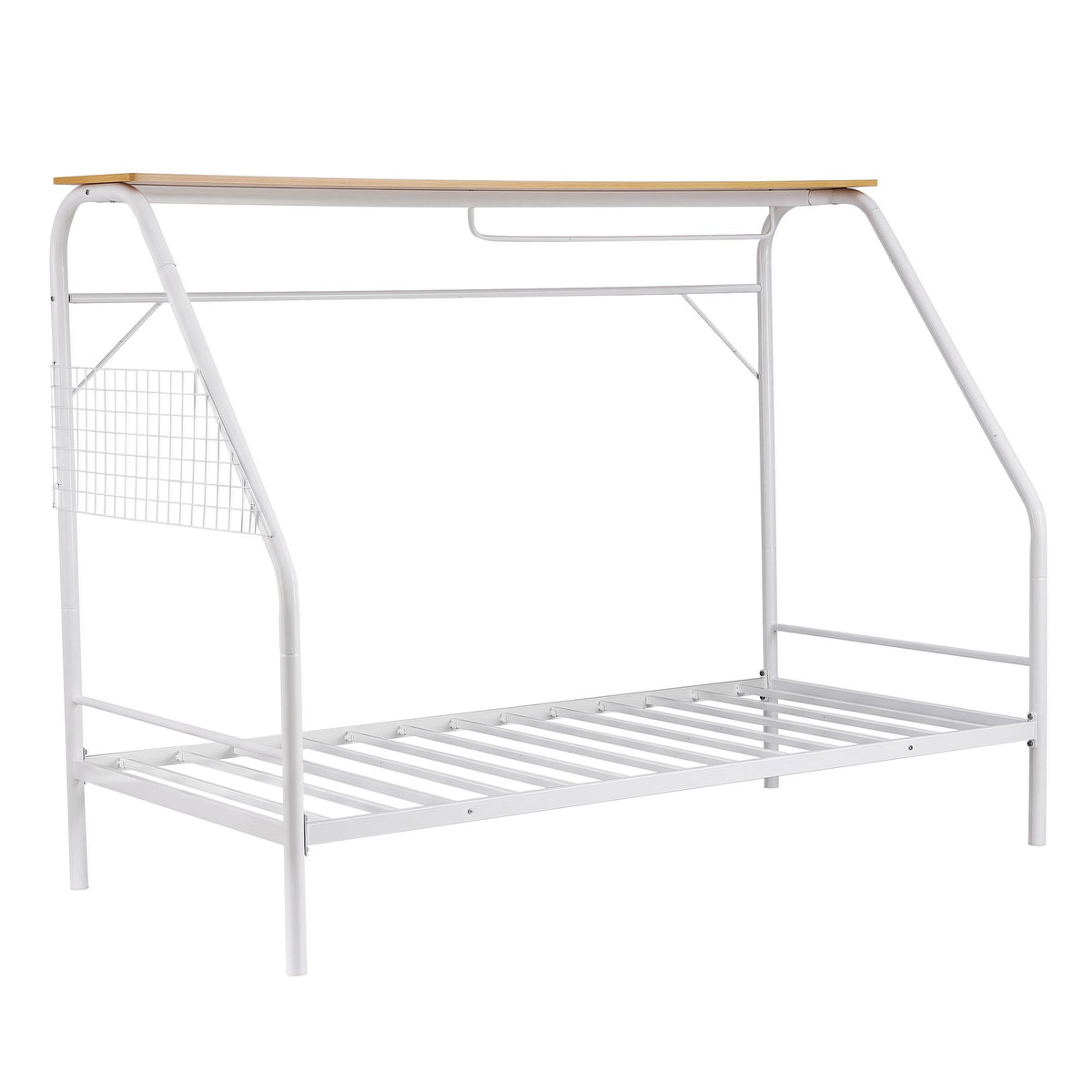 Artiss Single Kids House Bed Frame with Storage Shelf White