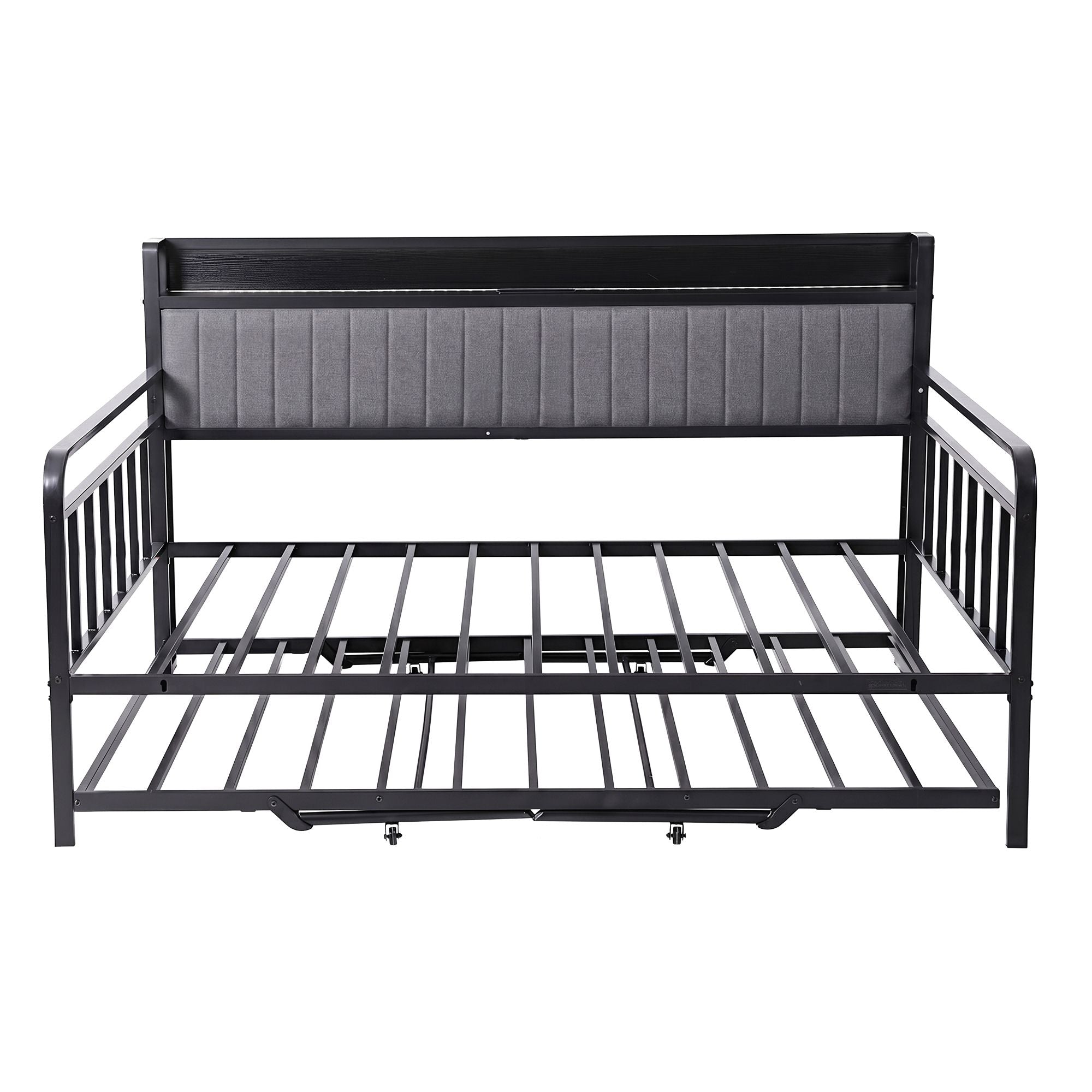 Artiss Bed Frame King Single LED Metal Trundle Daybed with Charging Station TURN