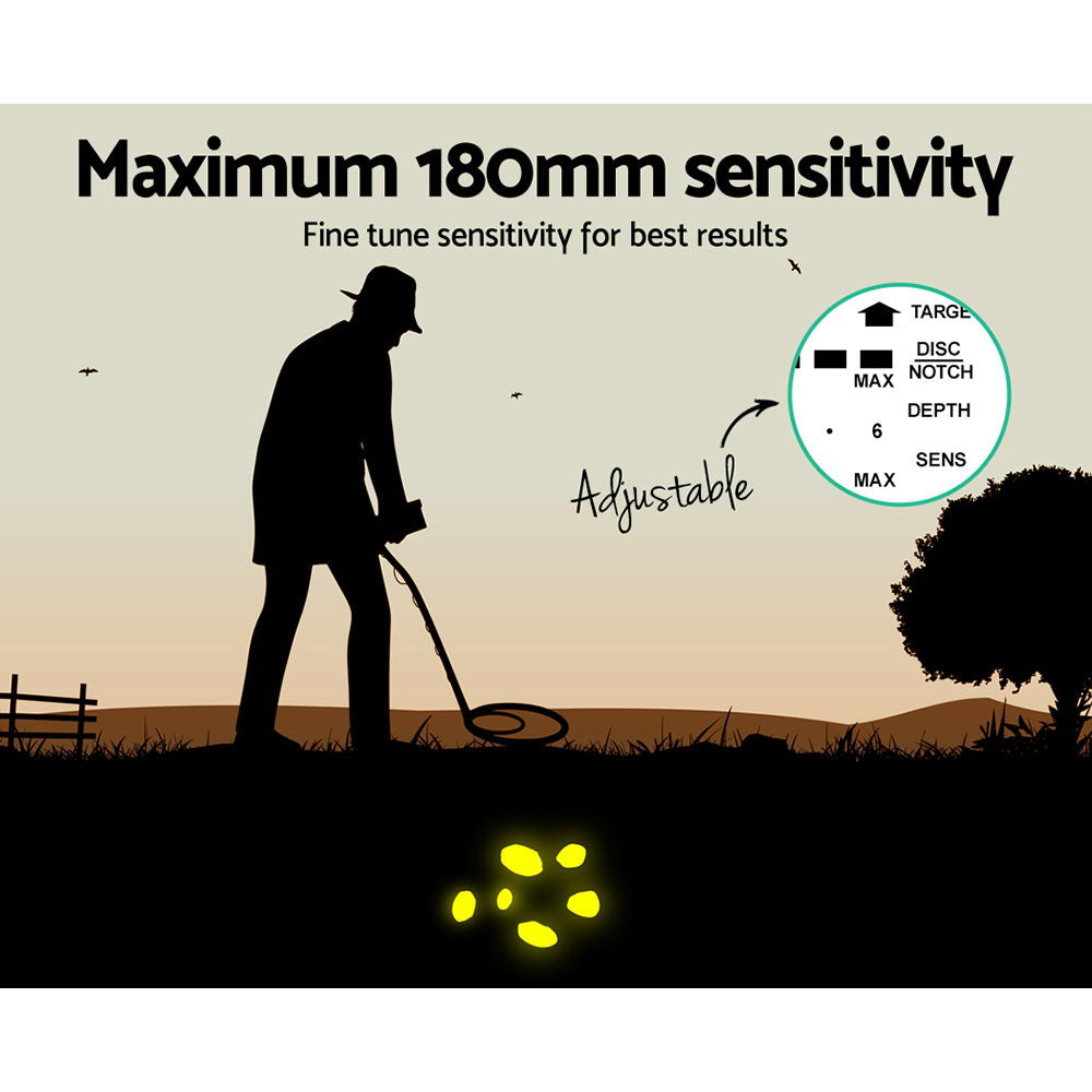 LCD Metal Detector 180MM Deep Sensitive Waterproof Pinpointer Black