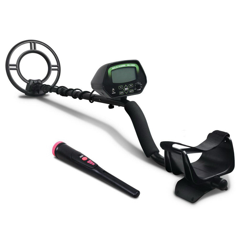LCD Metal Detector 220mm Deep Sensitive Waterproof Pinpointer Black