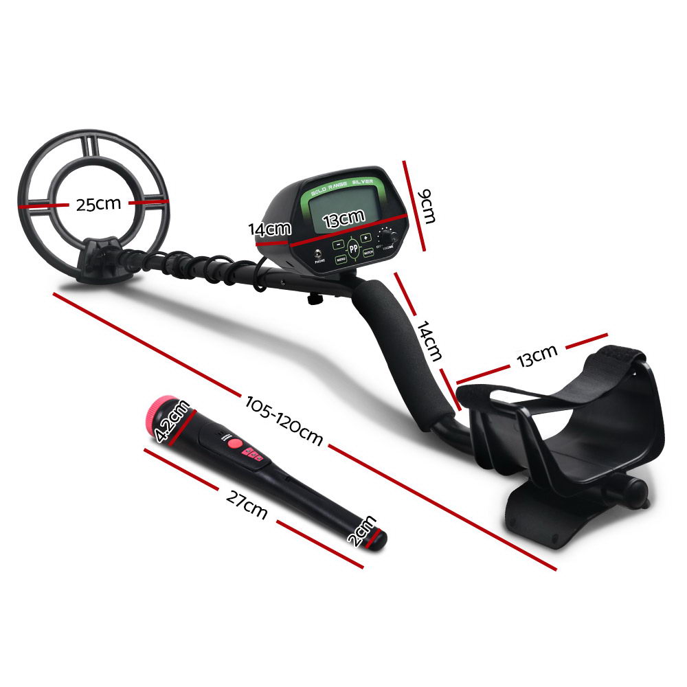 LCD Metal Detector 220mm Deep Sensitive Waterproof Pinpointer Black