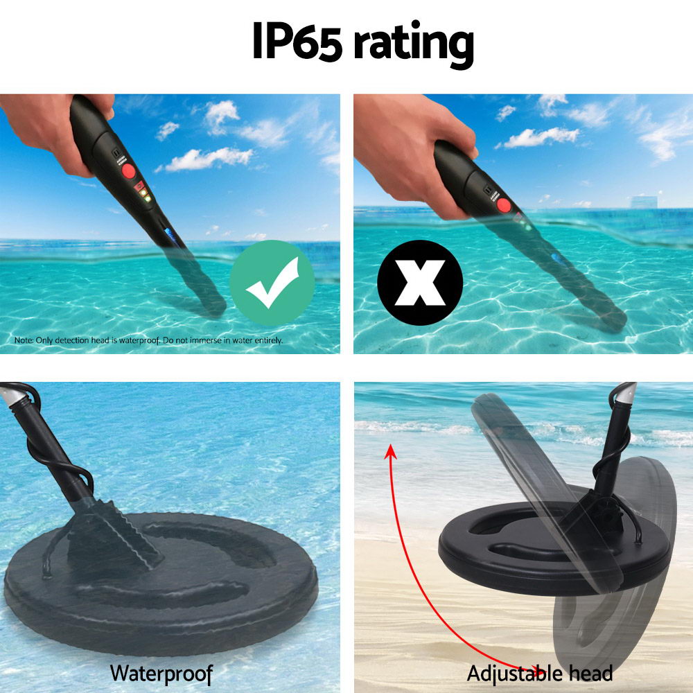 LCD Metal Detector 220mm Deep Sensitive Waterproof Pinpointer Black