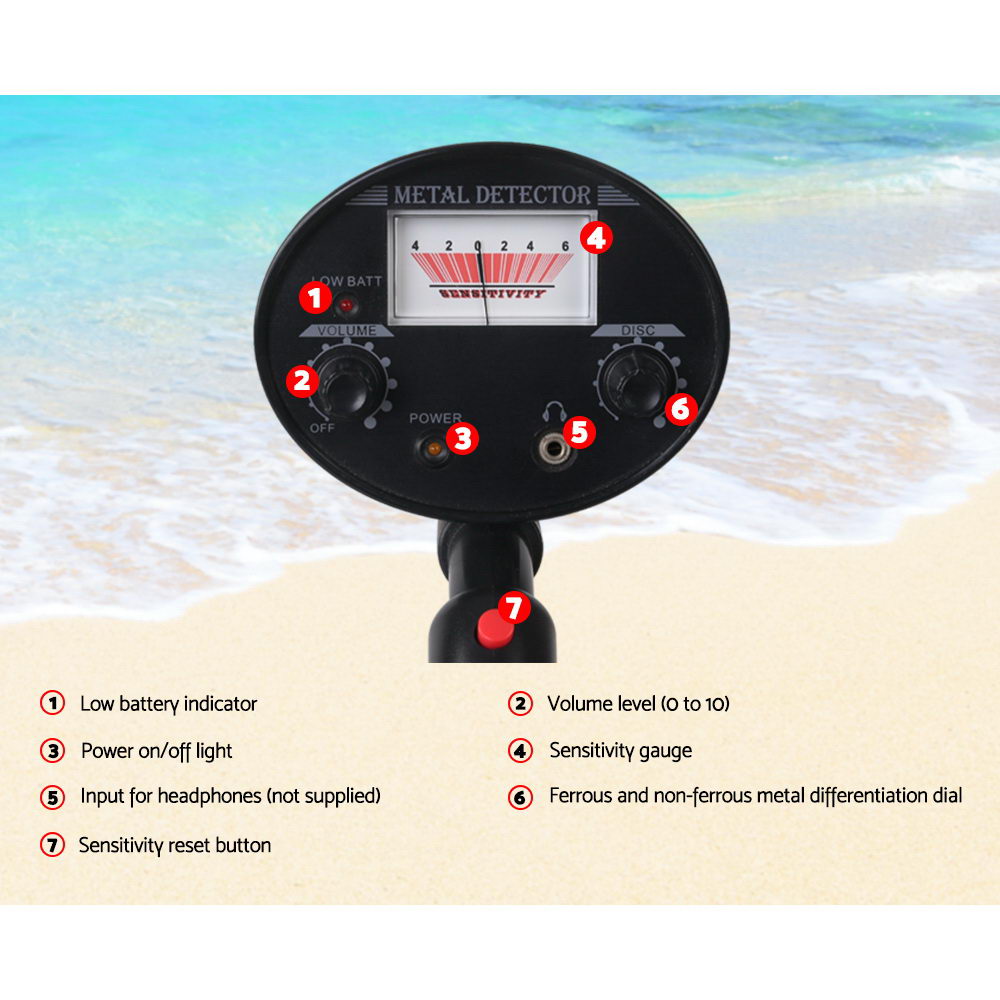 Treasure Hunter Metal Detector 180mm Deep Sensitive Waterproof Black