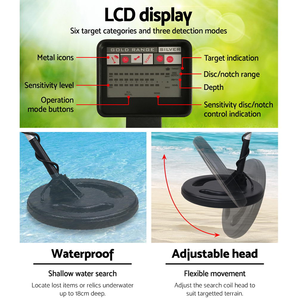 Treasure Hunter 180MM Metal Detector Waterproof LCD Black