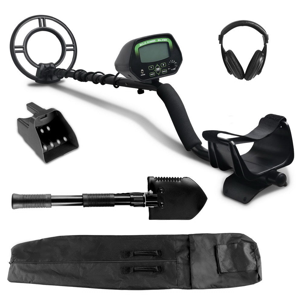 Treasure Hunter Metal Detector 220mm Sensitive Waterproof Black with Shovel