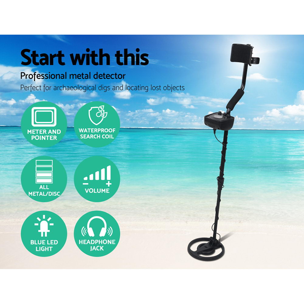 Treasure Hunter Metal Detector 160mm Deep Sensitive Waterproof Black LED