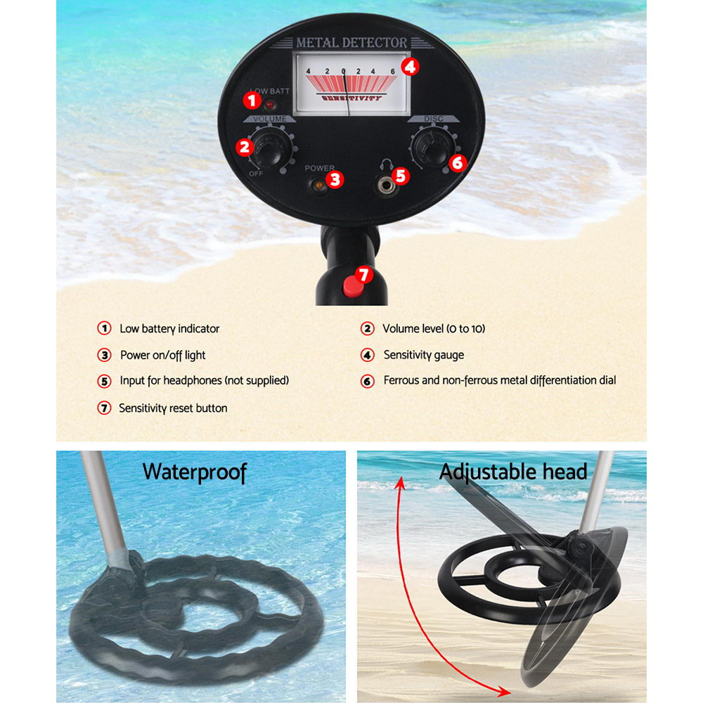 Deep Sensitive Metal Detector 180mm Waterproof Treasure Hunter Black