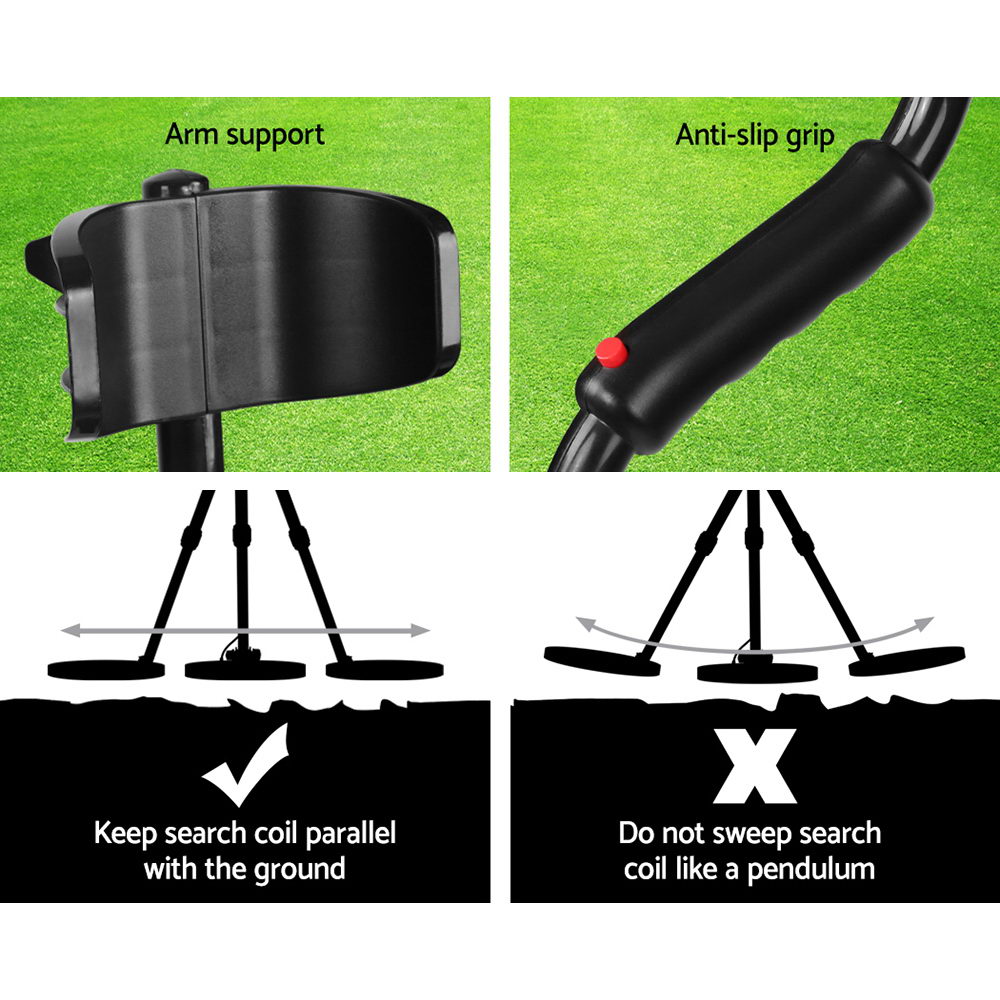 Deep Sensitive Metal Detector 180mm Waterproof Treasure Hunter Black