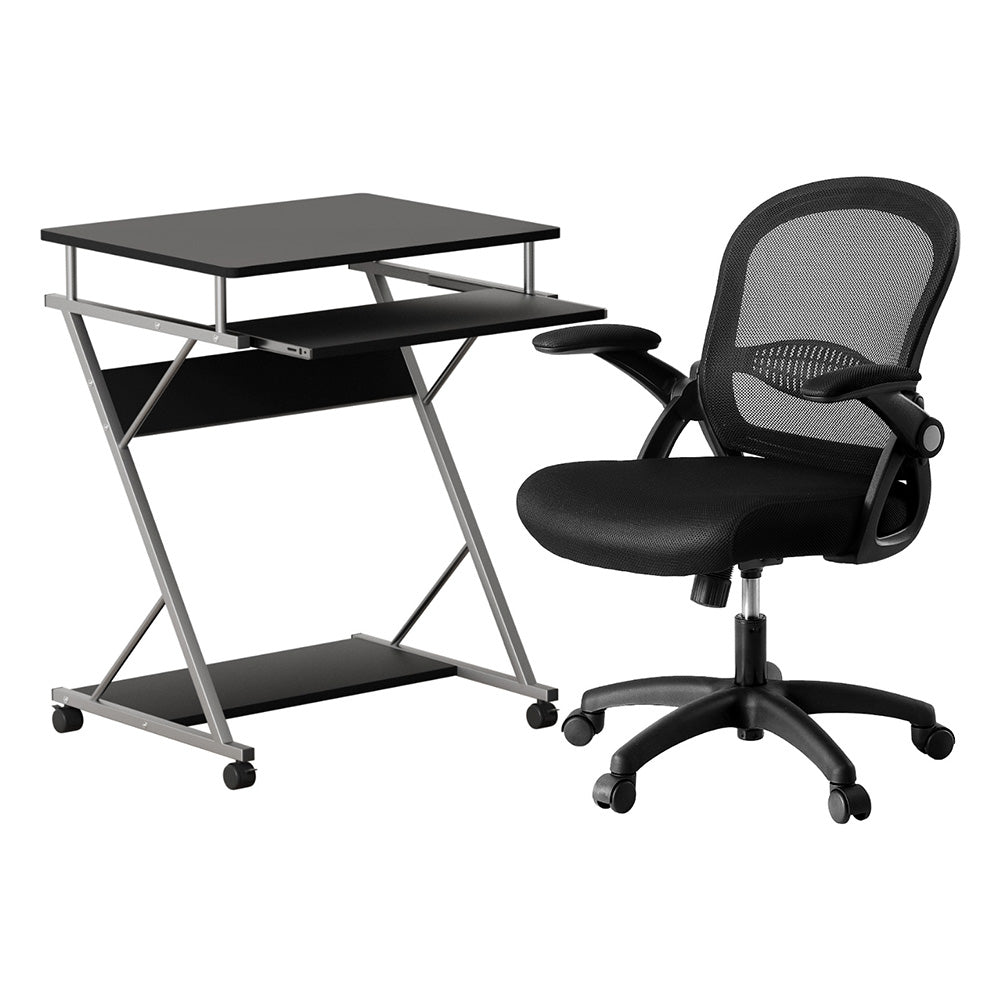 Optima Computer Desk and Mesh Office Chair Set Black