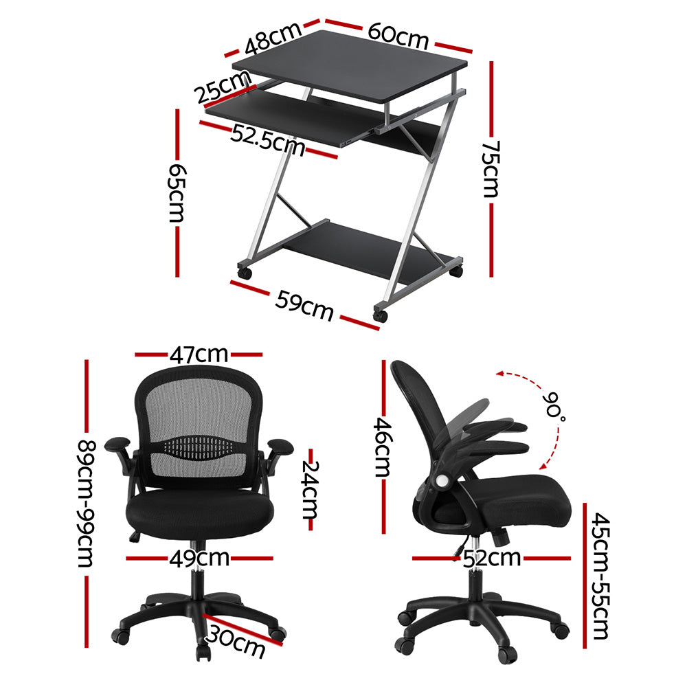 Optima Computer Desk and Mesh Office Chair Set Black