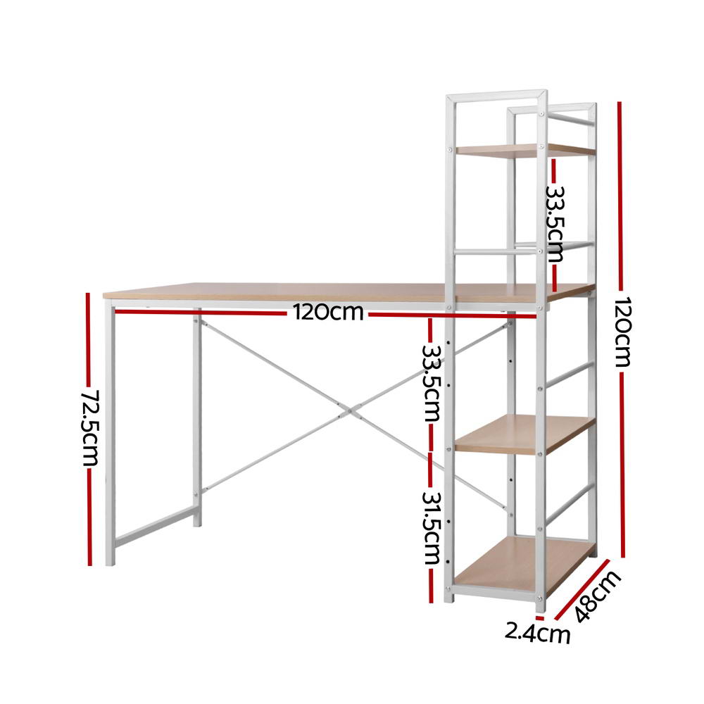 Hendon 120cm Computer Desk with Shelves Oak