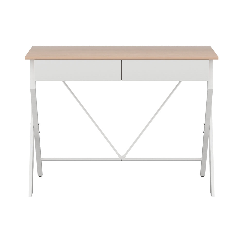 Xaxa 100cm Computer Desk Oak Top White Frame