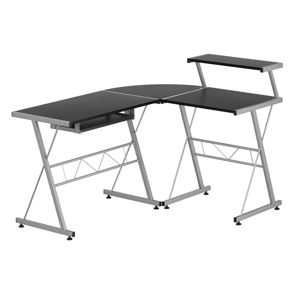 Elle L-Shape Computer Desk Keyboard Tray Shelf Black