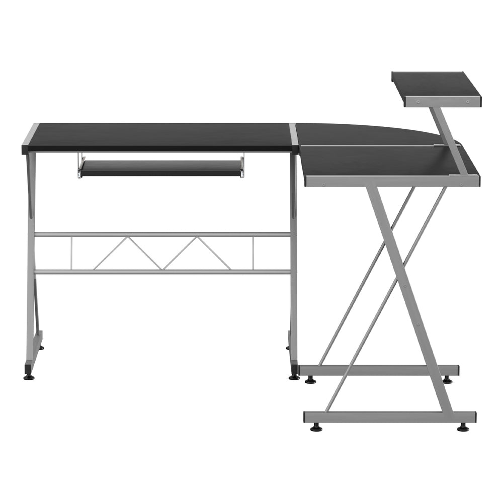 Elle L-Shape Computer Desk Keyboard Tray Shelf Black