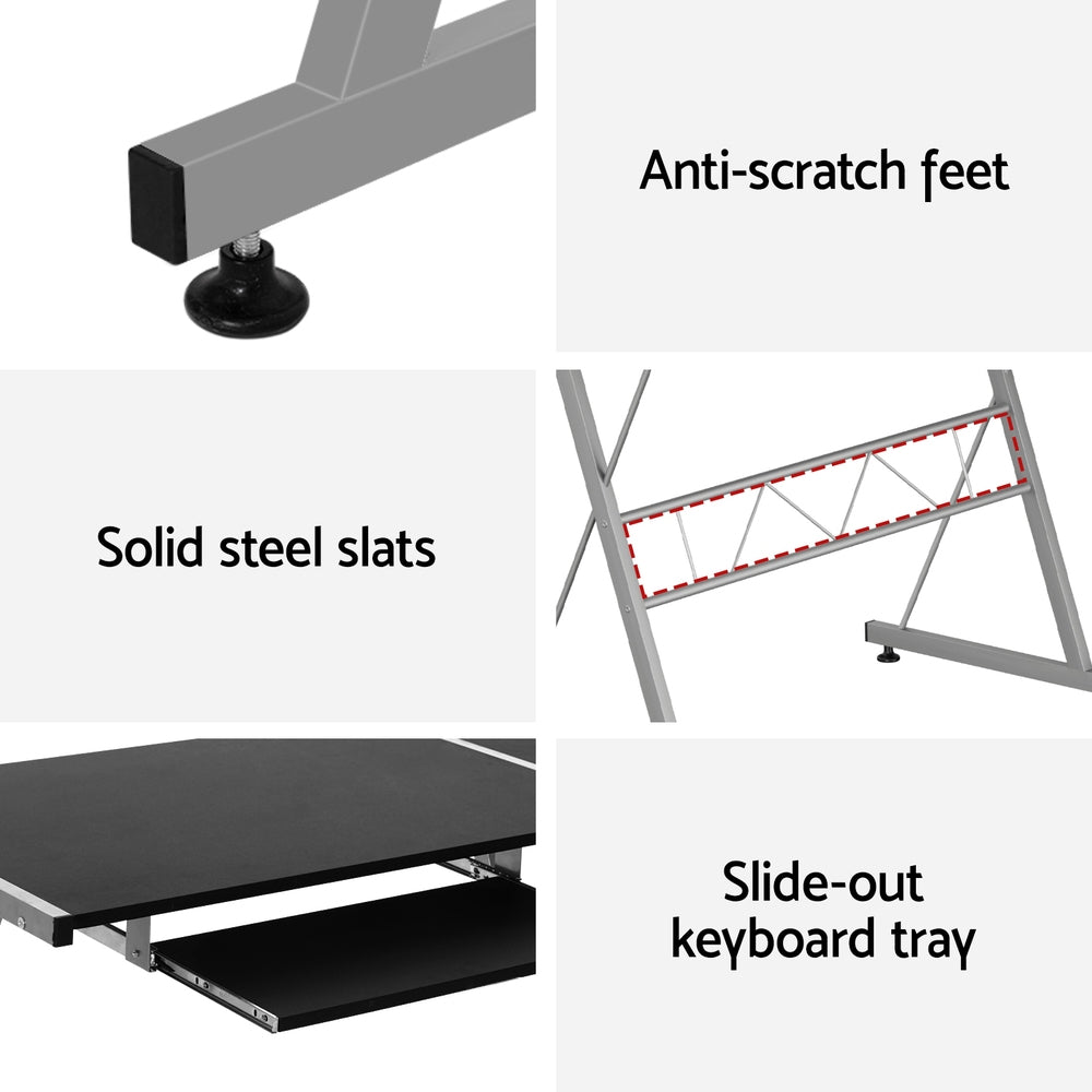 Elle L-Shape Computer Desk Keyboard Tray Shelf Black