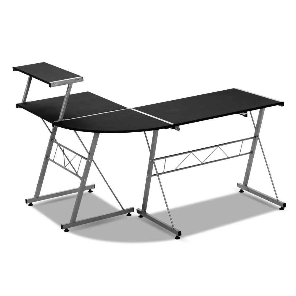 Elle L-Shape Computer Desk Keyboard Tray Shelf Black